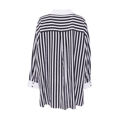 White Plus Striped Button Down