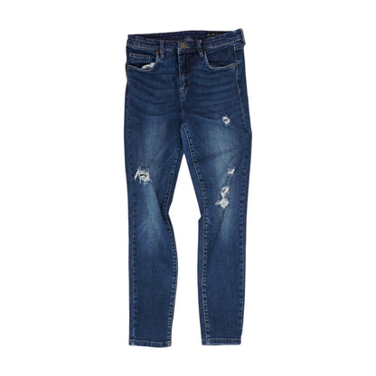 Blue Solid High Rise Skinny Leg Jeans