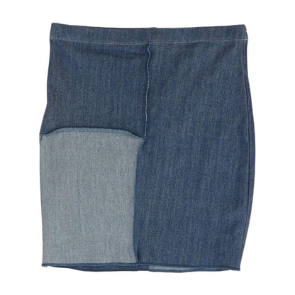 Blue Solid Mini Skirt