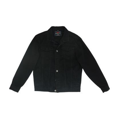 Black Solid Denim Jacket