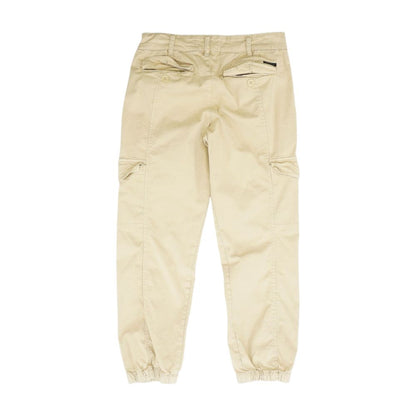 Beige Solid Cargo Pants