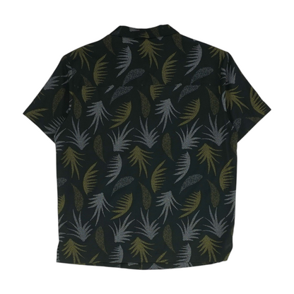 Black Print Short Sleeve Button Down