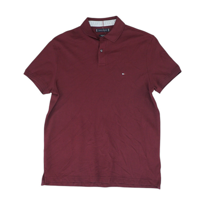 Burgundy Solid Short Sleeve Polo