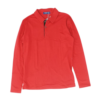 Red Solid Long Sleeve Polo