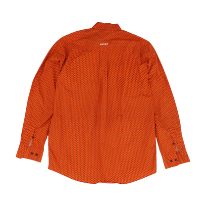 Orange Abstract Long Sleeve Button Down