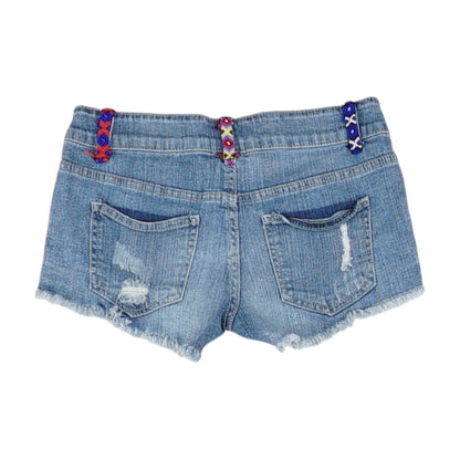 Blue Petite Solid Denim Shorts