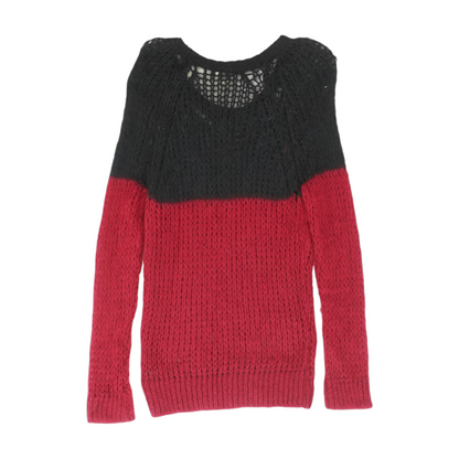 Red Color Block Pullover Sweater