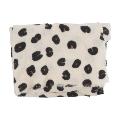 Beige Animal Print Acrylic Scarf