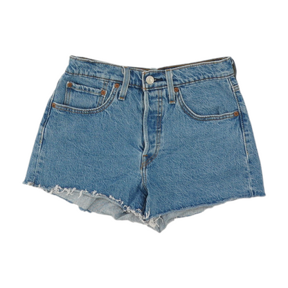 Blue Solid Denim Shorts