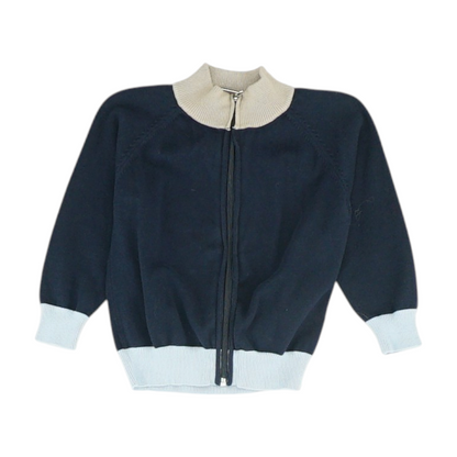 Navy Color Block Cardigan Sweater