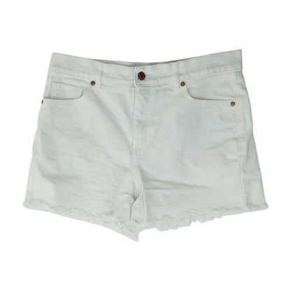 White Solid Denim Shorts