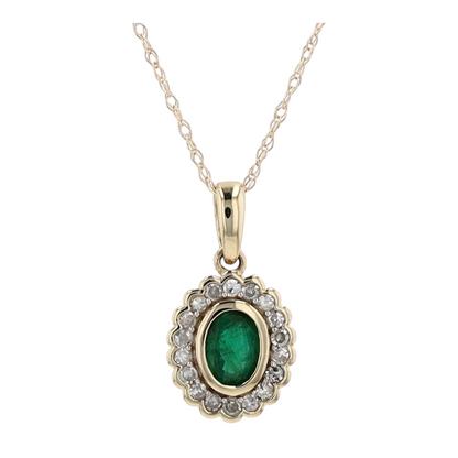 1/2 ctw 10K Yellow Gold Emerald Pendant Necklace