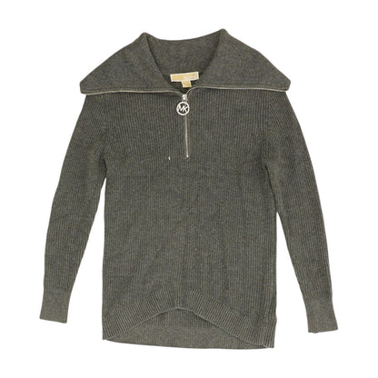 Gray Solid 1/4 Zip Sweater