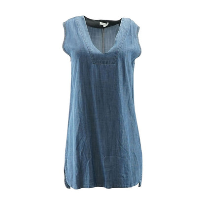Blue Solid Midi Dress