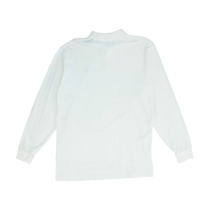 White Solid Long Sleeve Polo