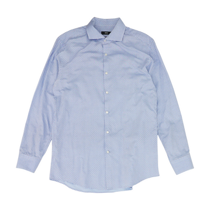 Blue Polka Dot Long Sleeve Button Down