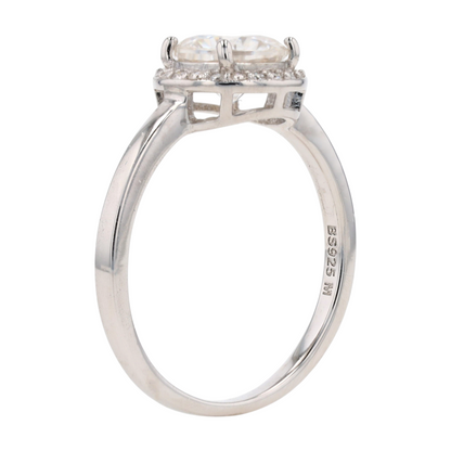 2 1/5 ctw Sterling Silver Moissanite Engagement Ring