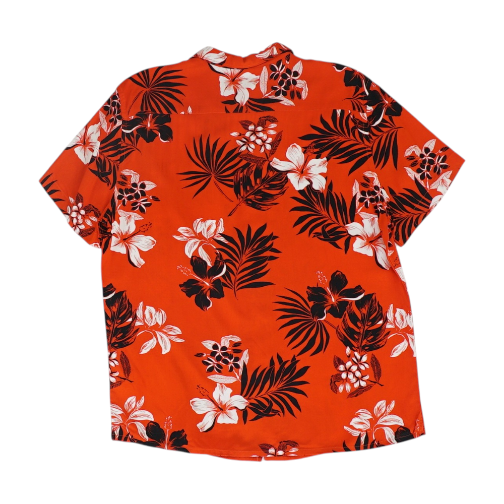 Red Tropical Short Sleeve Button Down