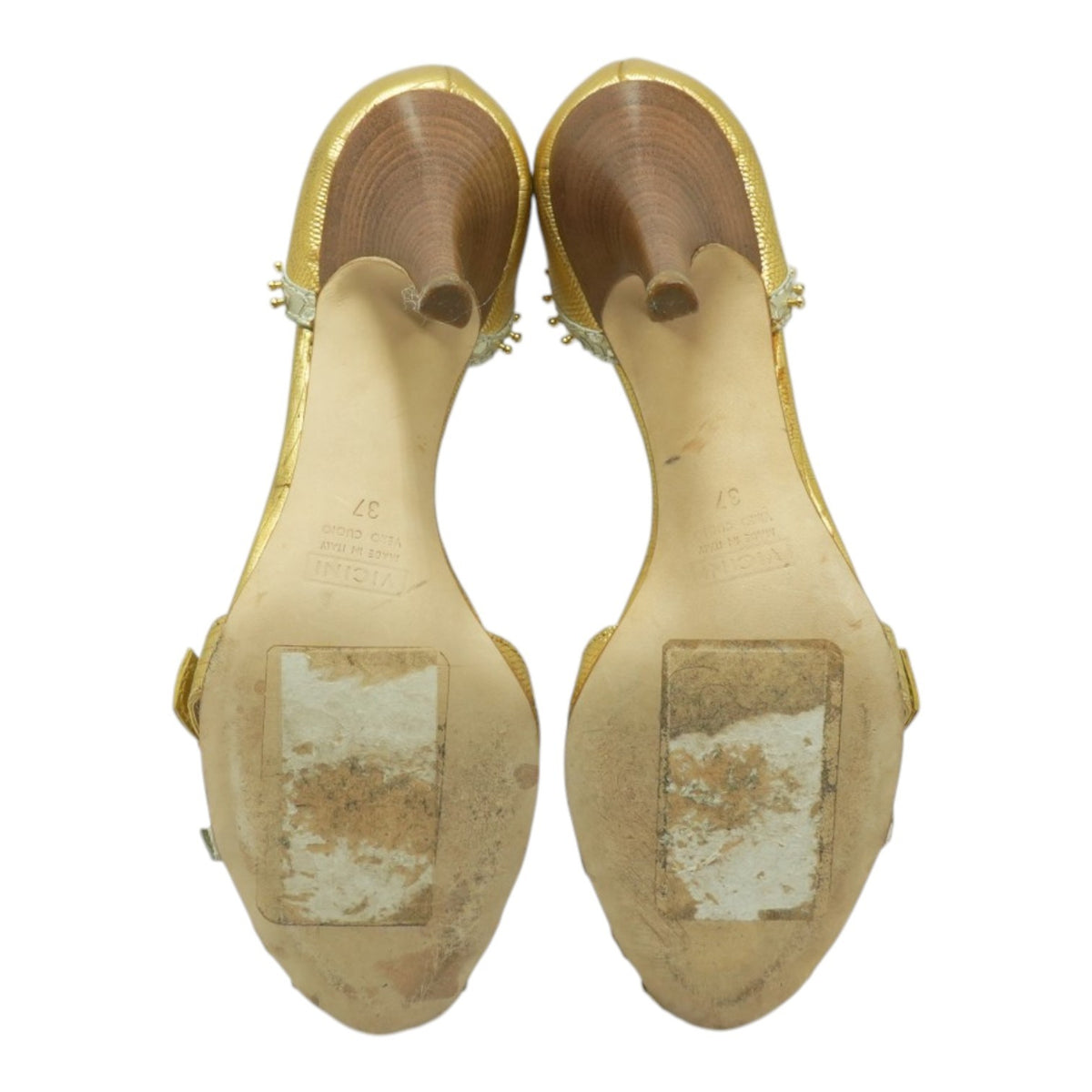 Giuseppe Zanotti Gold Strappy Studded Heels – Image 3