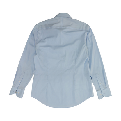 Blue Solid Long Sleeve Button Down
