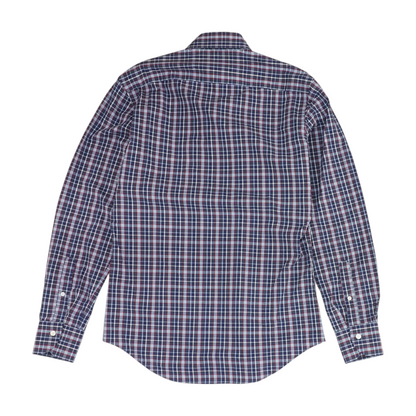 Navy Plaid Long Sleeve Button Down