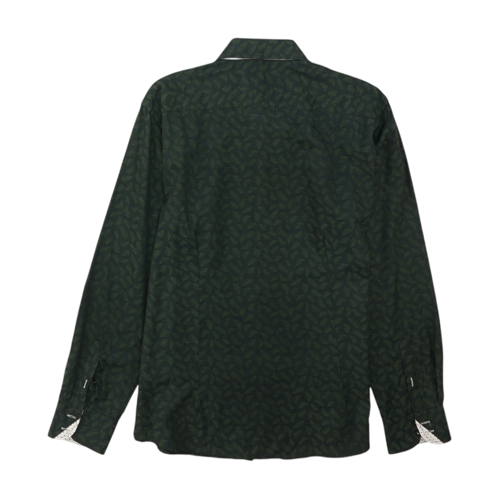 Green Print Long Sleeve Button Down