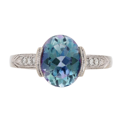 14K White Gold Mystic Stone Fashion Ring