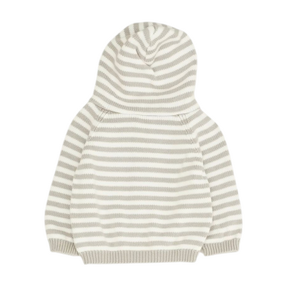 Gray Striped Cardigan Sweater