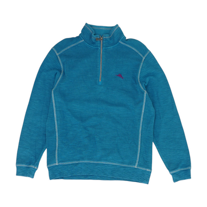 Blue Solid 1/4 Zip Pullover