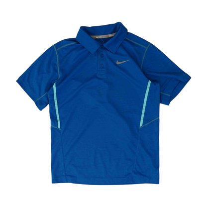 Blue Color Block Short Sleeve Polo