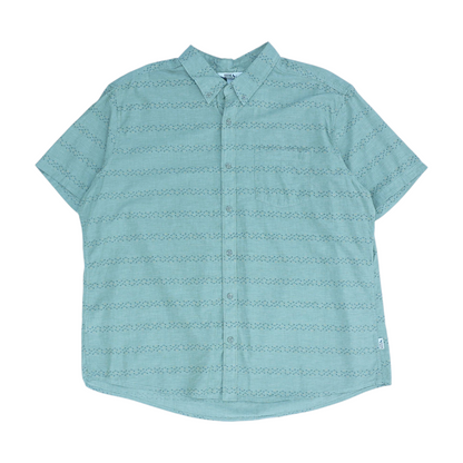 Green Striped Short Sleeve Button Down