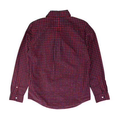 Navy Plaid Long Sleeve Button Down