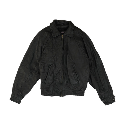 Black Solid Leather Jacket