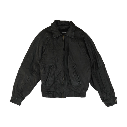 Black Solid Leather Jacket