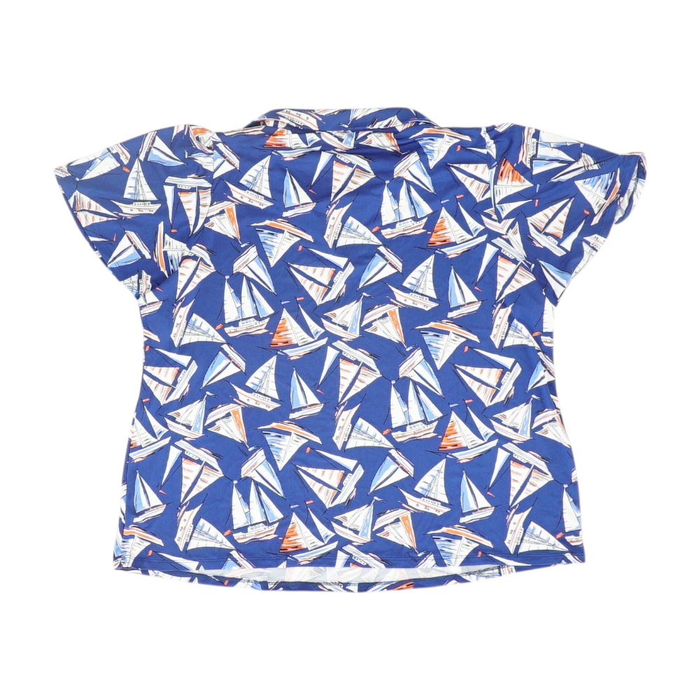 Navy Plus Size Print Blouse