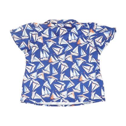 Navy Plus Size Print Blouse