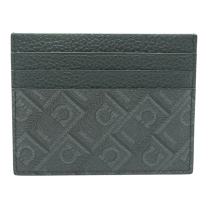 Black Coated Canvas Outer Panels Calfskin Credit Card Holder