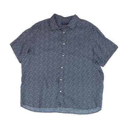 Navy Print Short Sleeve Button Down