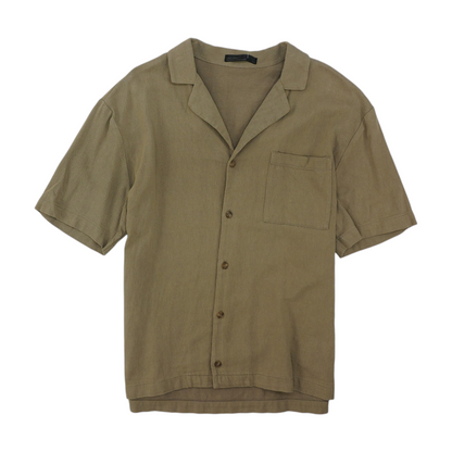 Olive Solid Short Sleeve Button Down