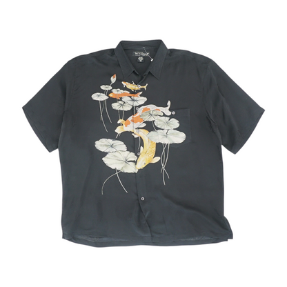 Black Graphic Short Sleeve Button Down