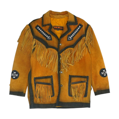 Tan Solid Leather Jacket