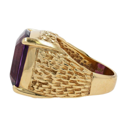 18K Gold Large Deep Purple Specialty Cut Square Stone Cocktail Ring