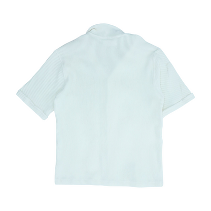 Ivory Solid Short Sleeve Button Down