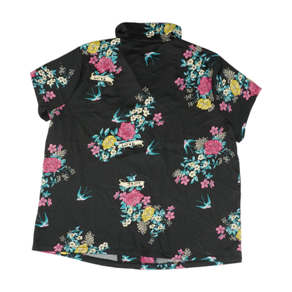 Black Floral Pajama Top