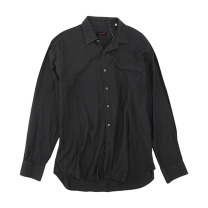 Vintage Gray Solid Long Sleeve Button Down