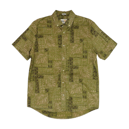 Green Print Short Sleeve Button Down