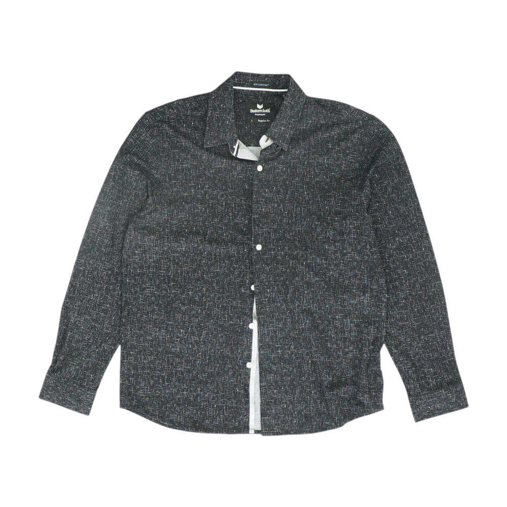 Black Abstract Long Sleeve Button Down