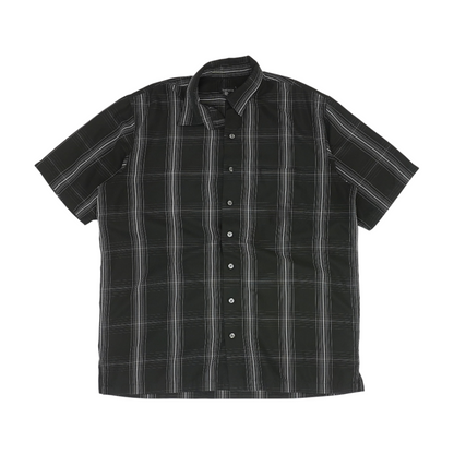 Black Plaid Short Sleeve Button Down