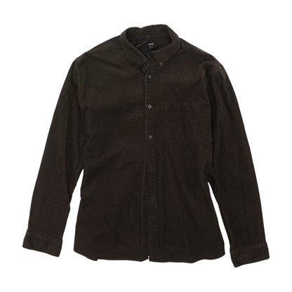 Brown Solid Flannel Button Down