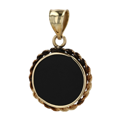 14K Yellow Gold Black Stone Pendant